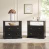 Walker Edison Clyde Classic Rustic 2-Drawer Open-Cubby Nighstands End Side Tables Living Room Bedroom Storage, White Oak(Black)