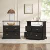 Walker Edison Clyde Classic Rustic 2-Drawer Open-Cubby Nighstands End Side Tables Living Room Bedroom Storage, White Oak(Black)