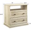Walker Edison Clyde Classic Rustic 2-Drawer Open-Cubby Nighstands End Side Tables Living Room Bedroom Storage, White Oak(White Oak)