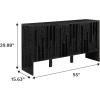 Walker Edison Contemporary Detailed 3-Door Sideboard 55 Inch Ivory Oak(Black)
