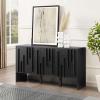 Walker Edison Contemporary Detailed 3-Door Sideboard 55 Inch Ivory Oak(Black)