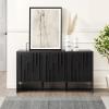 Walker Edison Contemporary Detailed 3-Door Sideboard 55 Inch Ivory Oak(Black)