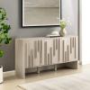 Walker Edison Contemporary Detailed 3-Door Sideboard 55 Inch Ivory Oak(Ivory Oak)