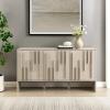 Walker Edison Contemporary Detailed 3-Door Sideboard 55 Inch Ivory Oak(Ivory Oak)