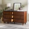 Walker Edison Contemporary Detailed 6-Drawer Solid Wood Dresser, 60 Inch, Walnut(Walnut-t)