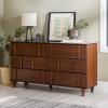 Walker Edison Contemporary Detailed 6-Drawer Solid Wood Dresser, 60 Inch, Walnut(Walnut-t)
