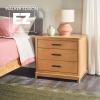 Walker Edison Contemporary Modern Solid Red Oak Veneer 3-Drawer Nightstand, Easy to Assemble Drawers, Storage for Bedroom, 3-Drawer Nightstand, 30.25 Inch, Black(English Oak)