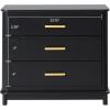 Walker Edison Contemporary Modern Solid Red Oak Veneer 3-Drawer Nightstand, Easy to Assemble Drawers, Storage for Bedroom, 3-Drawer Nightstand, 30.25 Inch, Black(Black)