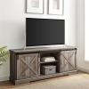 Walker Edison Corbin Modern Farmhouse Sliding X Barn Door TV Stand for TVs up to 80 Inches, 70 Inch, Reclaimed Barnwood and Brushed White(Grey Wash)