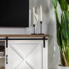 Walker Edison Corbin Modern Farmhouse Sliding X Barn Door TV Stand for TVs up to 80 Inches, 70 Inch, Reclaimed Barnwood and Brushed White(White)