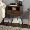 Walker Edison Croft Modern Small Bed Side Table Nightstand with Drawer Accent Table, 18 Inch, Dark Walnut(Dark Walnut)