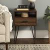 Walker Edison Croft Modern Small Bed Side Table Nightstand with Drawer Accent Table, 18 Inch, Dark Walnut(Dark Walnut)
