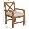Walker Edison Delray Classic Acacia Wood X Back Patio Chairs with Cushions, Set of 2, Brown