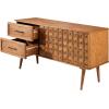 Walker Edison Deluca Boho Solid Wood 2 Door Sideboard with Prism Detail, 58 Inch, Caramel(Caramel)