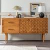 Walker Edison Deluca Boho Solid Wood 2 Door Sideboard with Prism Detail, 58 Inch, Caramel(Caramel)