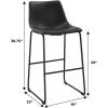 Walker Edison Douglas Urban Industrial Faux Leather Armless Bar Chairs, Set of 2, Black(Black)