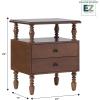 Walker Edison Easy Assembly Wood 2 Drawer Spindle Nightstand – Natural(Dark Brown)