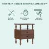 Walker Edison Easy Assembly Wood 2 Drawer Spindle Nightstand – Natural(Dark Brown)