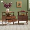 Walker Edison Easy Assembly Wood 2 Drawer Spindle Nightstand – Natural(Dark Brown)