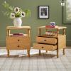 Walker Edison Easy Assembly Wood 2 Drawer Spindle Nightstand – Natural(Natural)