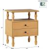 Walker Edison Easy Assembly Wood 2 Drawer Spindle Nightstand – Natural(Natural)