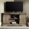 Walker Edison Everette Modern Farmhouse Double Sliding X Barn Door TV Stand for TVs up to 58 Inches 52 Inch Grey Wash