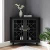 Walker Edison Fretwork Corner Accent Cabinet – Black(Black)