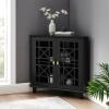 Walker Edison Fretwork Corner Accent Cabinet – Black(Black)