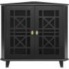 Walker Edison Fretwork Corner Accent Cabinet – Black(Black)
