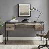 Walker Edison Furniture AZ56FUL2DGTDW Glass Top 2 DraWalker Edisonr Computer Writing Desk, 56, Dark Walnut(Grey Wash)