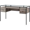Walker Edison Furniture AZ56FUL2DGTDW Glass Top 2 DraWalker Edisonr Computer Writing Desk, 56, Dark Walnut(Grey Wash)