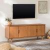 Walker Edison Genia Mid-Century Modern Solid Wood Stand for TVs up to 65 Inches, Walnut(Caramel)