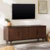 Walker Edison Genia Mid-Century Modern Solid Wood Stand for TVs up to 65 Inches, Walnut(Walnut)