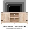 Walker Edison Georgetown Modern Farmhouse Double Barn Door TV Stand for TVs up to 65 Inches, 58 Inch, White Oak