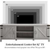 Walker Edison Georgetown Modern Farmhouse Double Barn Door TV Stand for TVs up to 80 Inches, 70 Inch, Rustic Oak, Without Fireplace, 15.75 x 70 x 24 inches(Stone Grey)