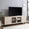 Walker Edison Harper Modern 4 Door Herringbone Stand for TVs up to 80 Inches, 70 Inch, Birch(Birch)