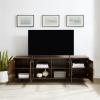 Walker Edison Harper Modern 4 Door Herringbone TV Stand for TVs up to 80 Inches 70 Inch Dark Walnut
