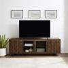 Walker Edison Harper Modern 4 Door Herringbone TV Stand for TVs up to 80 Inches 70 Inch Dark Walnut
