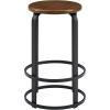 Walker Edison Hayes Modern Curved Metal and Solid Wood Barstool, 26 Inch, Dark Coffee/Black(Dark Coffee / Black)