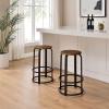 Walker Edison Hayes Modern Curved Metal and Solid Wood Barstool, 26 Inch, Dark Coffee/Black(Dark Coffee / Black)