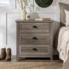 Walker Edison Hazel Modern Farmhouse 3 Drawer Framed Nightstand with Half-Moon Handles, 25 Inch, Grey Wash(Grey Wash)