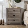 Walker Edison Hazel Modern Farmhouse 3 Drawer Framed Nightstand with Half-Moon Handles, 25 Inch, Grey Wash(Grey Wash)