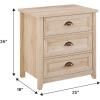 Walker Edison Hazel Modern Farmhouse 3 Drawer Framed Nightstand with Half-Moon Handles, 25 Inch, Grey Wash(White Oak)
