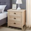Walker Edison Hazel Modern Farmhouse 3 Drawer Framed Nightstand with Half-Moon Handles, 25 Inch, Grey Wash(White Oak)