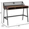 Walker Edison Industrial Mesh Wood Laptop Computer Writing Desk Home Office Workstation Small, 42 Inch, Dark Walnut(Dark Walnut)