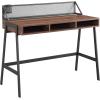 Walker Edison Industrial Mesh Wood Laptop Computer Writing Desk Home Office Workstation Small, 42 Inch, Dark Walnut(Dark Walnut)