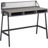 Walker Edison Industrial Mesh Wood Laptop Computer Writing Desk Home Office Workstation Small, 42 Inch, Dark Walnut(Slate Grey)