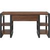 Walker Edison Industrial Wood Computer Writing Desk 4 Storage Shelves and Gaming Gamer Command Center Workstation Desk Home Office, 60 Inch, Driftwood(Dark Walnut)