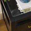 Walker Edison Isla Modern Solid Wood 2 Drawer Nightstand Side Table with Glass Top, 22 Inch, Black(Black)