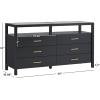 Walker Edison Isla Modern Solid Wood 6 Drawer Dresser with Glass Top, 60 Inch, Black(Black)